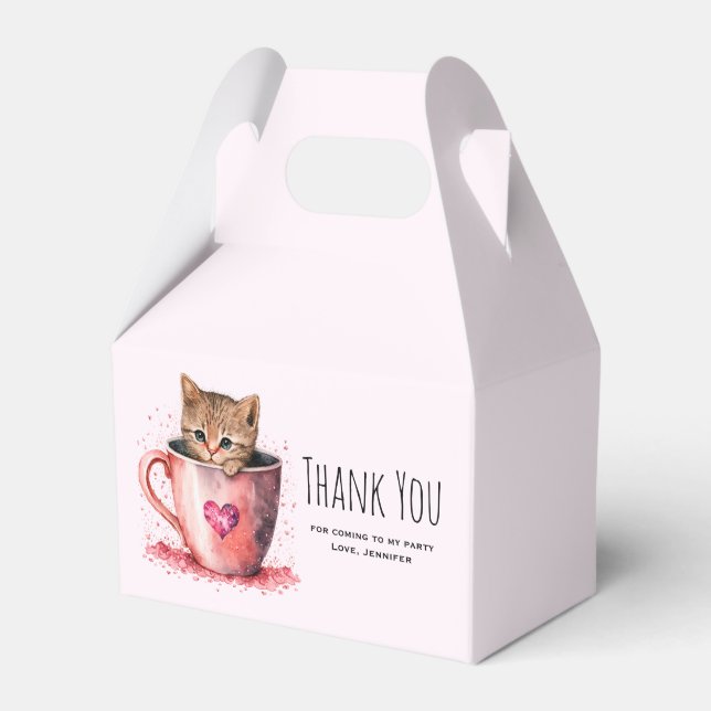 Niedlich Kitten in einem Teacup mit Herz Vielen Da Geschenkschachtel (Vorderseite)