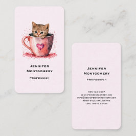 Niedlich Kitten in einem Teacup mit Herz Visitenkarte