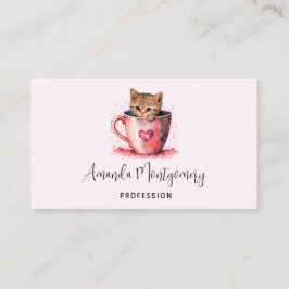 Niedlich Kitten in einem Teacup mit Herz Visitenkarte