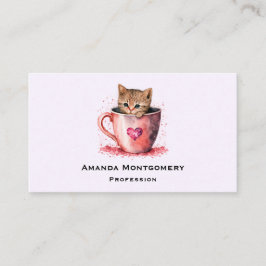 Niedlich Kitten in einem Teacup mit Herz Visitenkarte