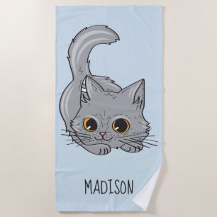 Niedlich Kitten individuelle Name und Farbtupfer Strandtuch