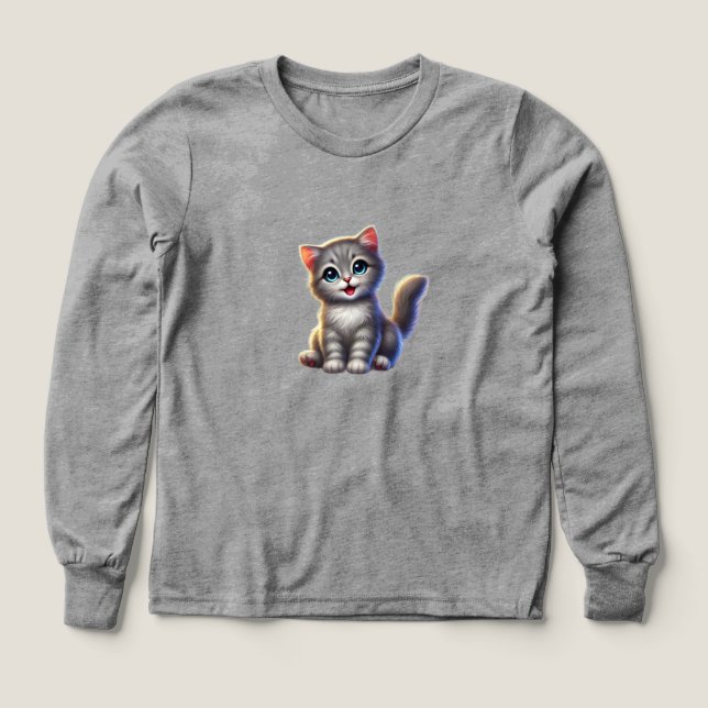 Niedlich Kitten Kids Long Sleev Shirt (Design Vorderseite)