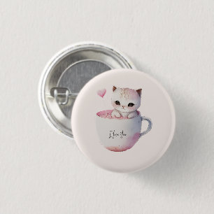 Niedlich Kitten mit Ballon Herz Button