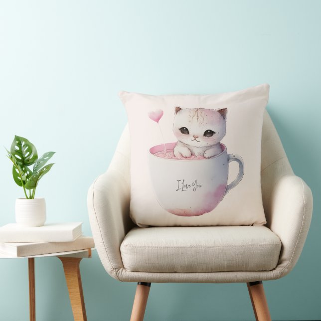 Niedlich Kitten mit Ballon Herz Kissen (Stuhl )