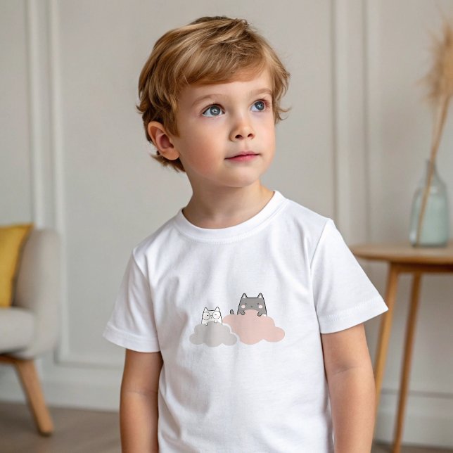 Niedlich Kitten Modern Pattern Babydusche Baby T-shirt (Cute Kitten Modern Pattern Baby Shower Baby T-Shirt)