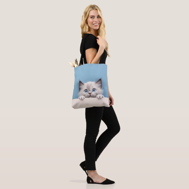 Niedlich Kitten Peeking Ragdoll Cat Tasche (Am Model)