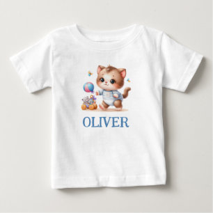 Niedlich Kitten Personalisiert spielen Baby T-shirt