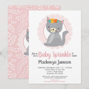 Niedlich Kitten Pink Girls Baby Sprinkle Einladung