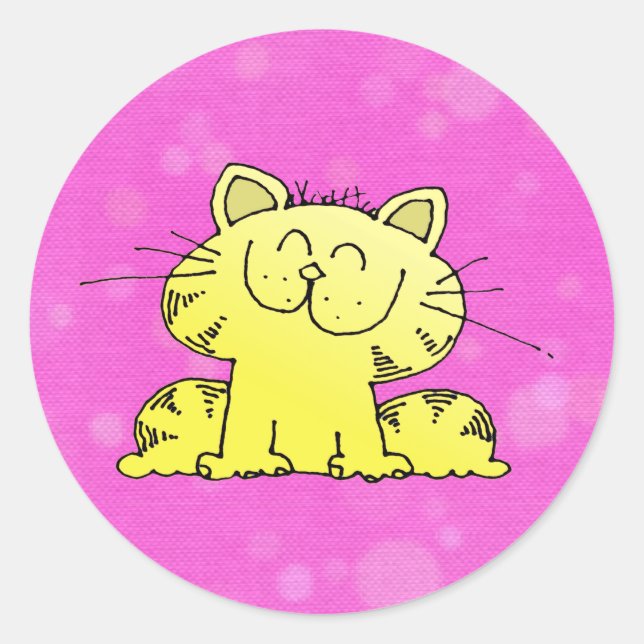 Niedlich Kitten Pink Room Runder Aufkleber (Vorderseite)