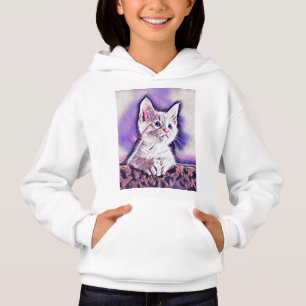 Niedlich Kitten Portrait Digitale Kunstmalerei Hoo Hoodie