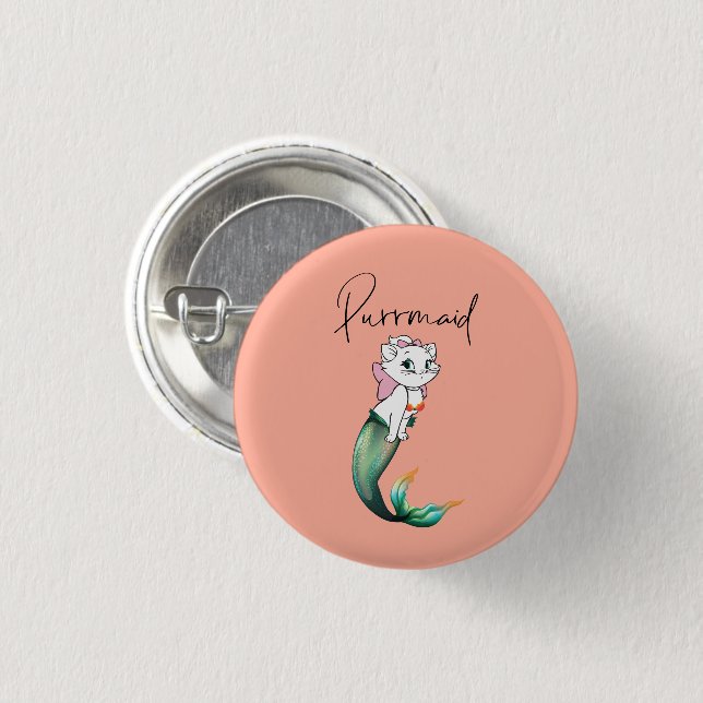 Niedlich Kitten Purrmaid - Fun Mermaid Cat Design Button (Vorne & Hinten)