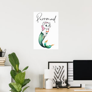 Niedlich Kitten Purrmaid - Fun Mermaid Cat Design Poster