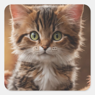 Niedlich Kitten Quadratischer Aufkleber