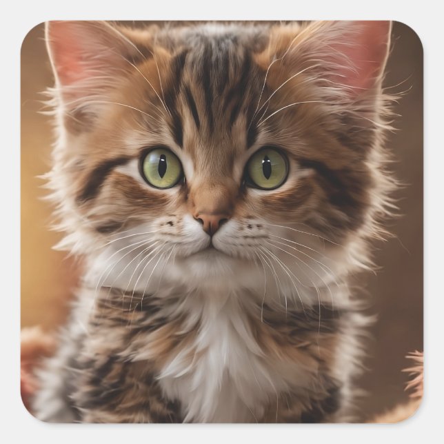 Niedlich Kitten Quadratischer Aufkleber (Vorderseite)