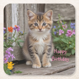 Niedlich Kitten Rechteckiger Pappuntersetzer