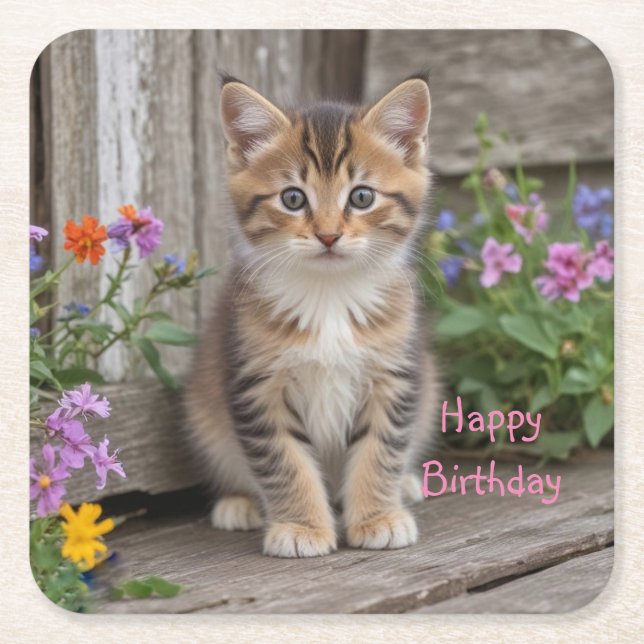 Niedlich Kitten Rechteckiger Pappuntersetzer (Vorderseite)