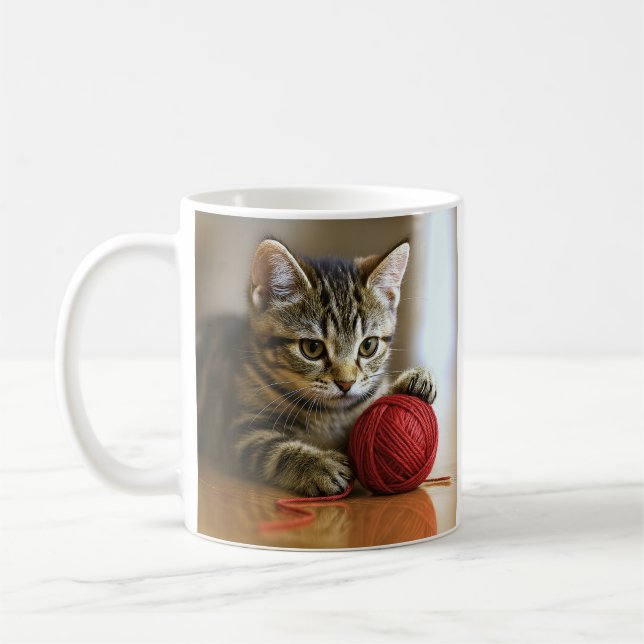 Niedlich Kitten Red Yarn Kaffeetasse (Links)