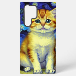Niedlich Kitten Starry Night Van Gogh Samsung Galaxy Hülle