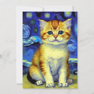 Niedlich Kitten Starry Night Van Gogh Save The Date