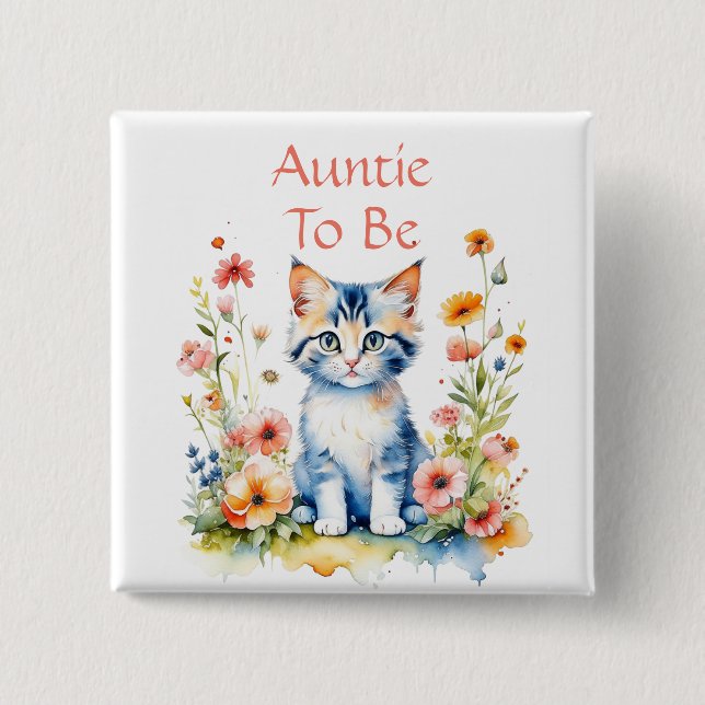 Niedlich Kitten Thementüte zum Kinderdusche Button (Vorderseite)