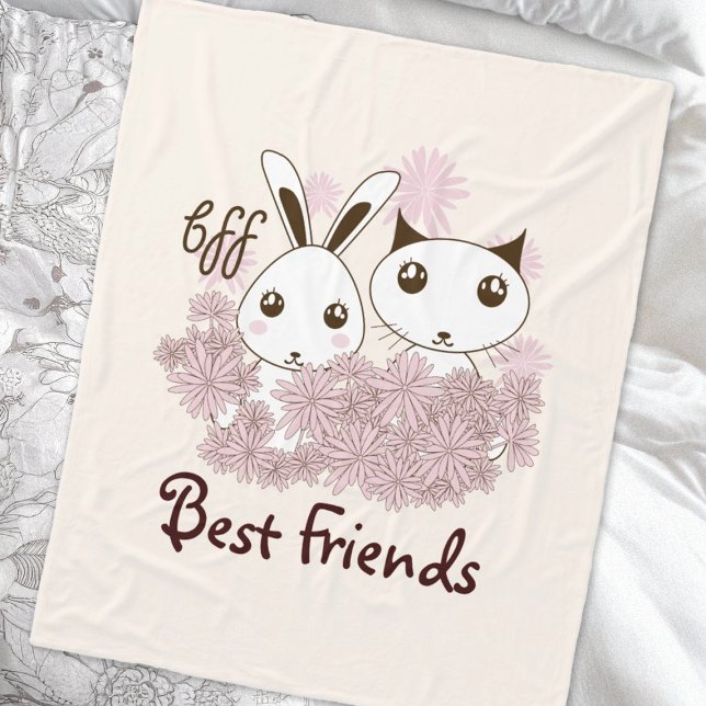 Niedlich Kitten und Bunny Animal Friends Kinder Gi Fleecedecke (Von Creator hochgeladen)