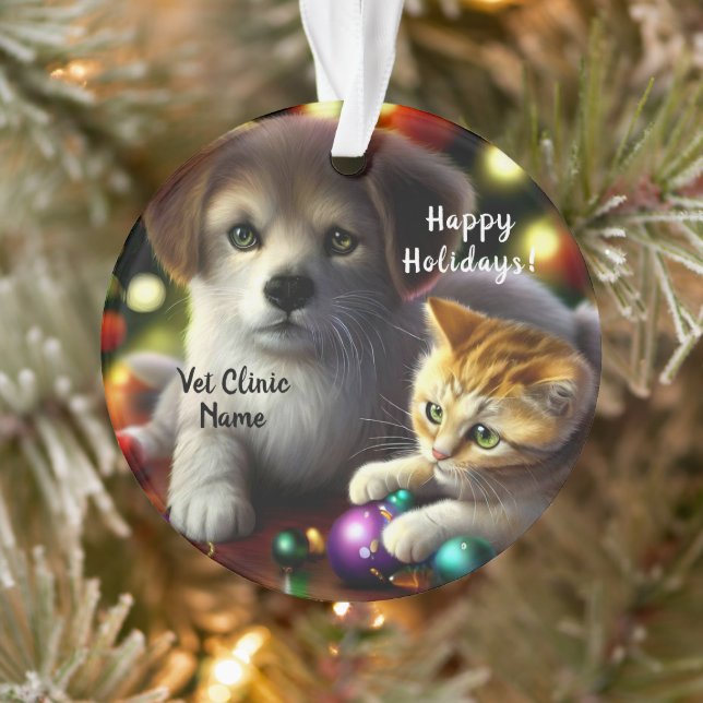 Niedlich Kitten und Welpenweihnachtsfest Ornament (Baum)