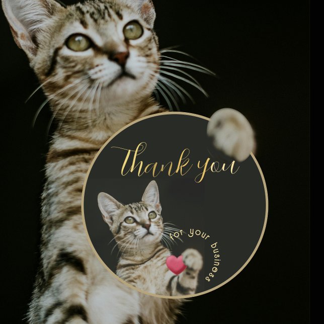 Niedlich Kitten Vielen Dank für Ihr Unternehmen mi Runder Aufkleber (Von Creator hochgeladen)