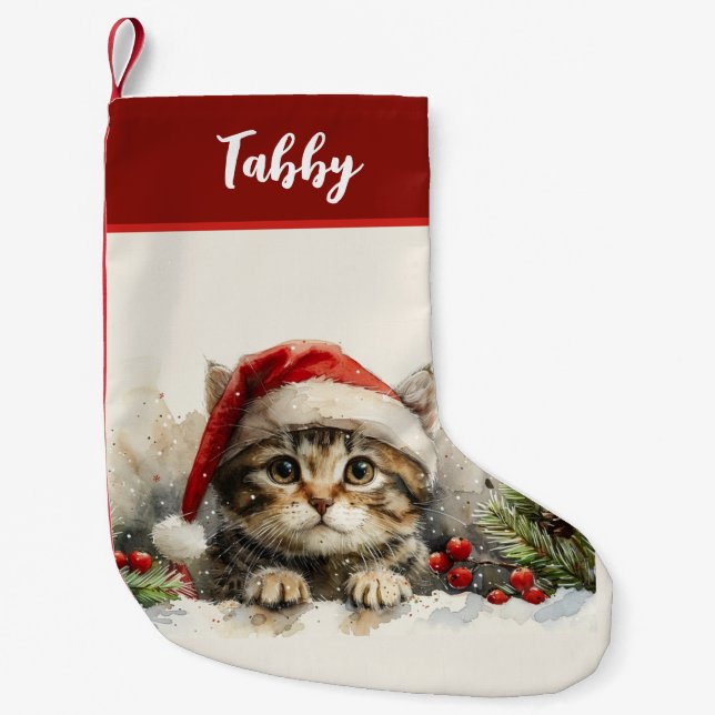 Niedlich Kitten Weihnachts Strumpf Custom Cat Kleiner Weihnachtsstrumpf (Vorderseite)