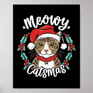 Niedlich Kitten Weihnachts-Weihnachtsmannmütze Meo Poster