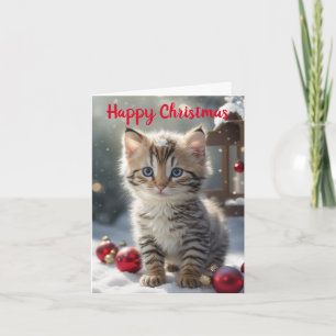 Niedlich Kitten Weihnachtskarte Karte