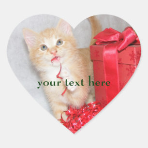 Niedlich Kitten Weihnachtskleber Herz-Aufkleber