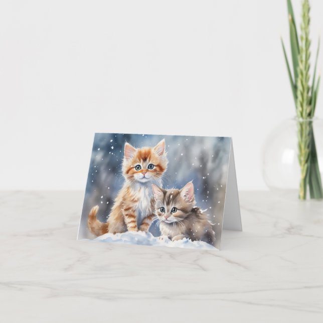 Niedlich Kitten Xmas Card Dankeskarte (Vorderseite)
