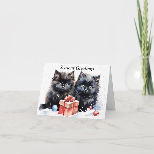 Niedlich Kitten Xmas Card Dankeskarte (Vorderseite)