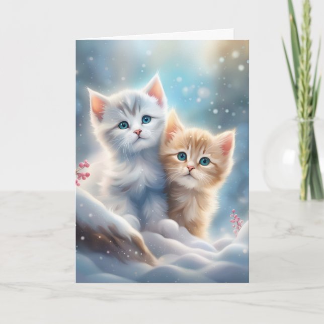Niedlich Kittens Winter Wonderland Karte (Vorderseite)