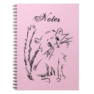 Niedlich Kitty Cartoon Pink Spiral Notizblock