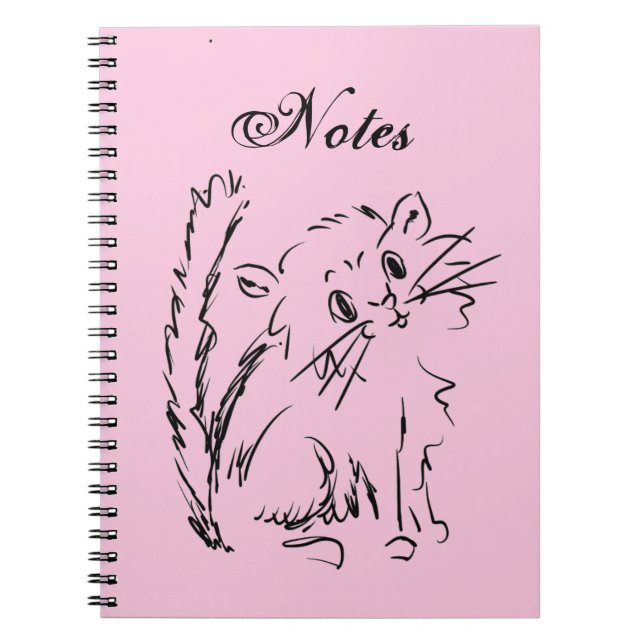 Niedlich Kitty Cartoon Pink Spiral Notizblock (Vorderseite)