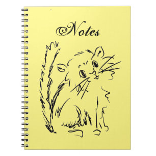 Niedlich Kitty Cartoon Yellow Spiral Notizblock