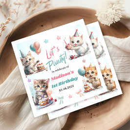Niedlich Kitty Cat 1. GeburtstagsParty Serviette