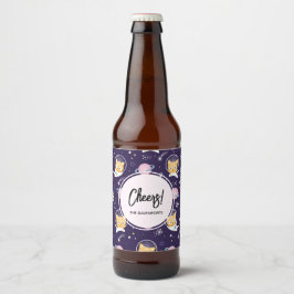 Niedlich Kitty Cat Astronauten Muster Bierflaschenetikett