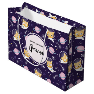 Niedlich Kitty Cat Astronauten Muster Große Geschenktüte