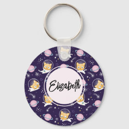 Niedlich Kitty Cat Astronauten Muster Schlüsselanhänger