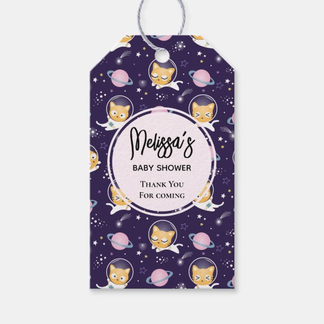 Niedlich Kitty Cat Astronauts Pattern Event Vielen Geschenkanhänger (Vorderseite)