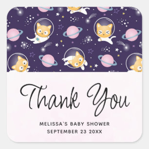 Niedlich Kitty Cat Astronauts Pattern Event Vielen Quadratischer Aufkleber