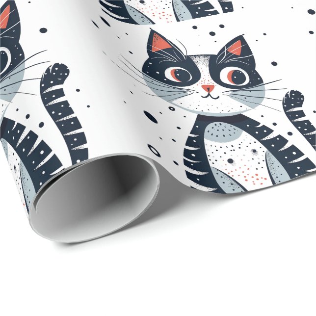 Niedlich Kitty Cat Baby Dusche Geschenkpapier (Rolleneckpunkt)