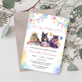 Niedlich Kitty Cat Baby Dusche Party Einladung