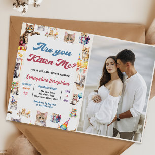 Niedlich Kitty Cat Baby Dusche Party Foto Einladung