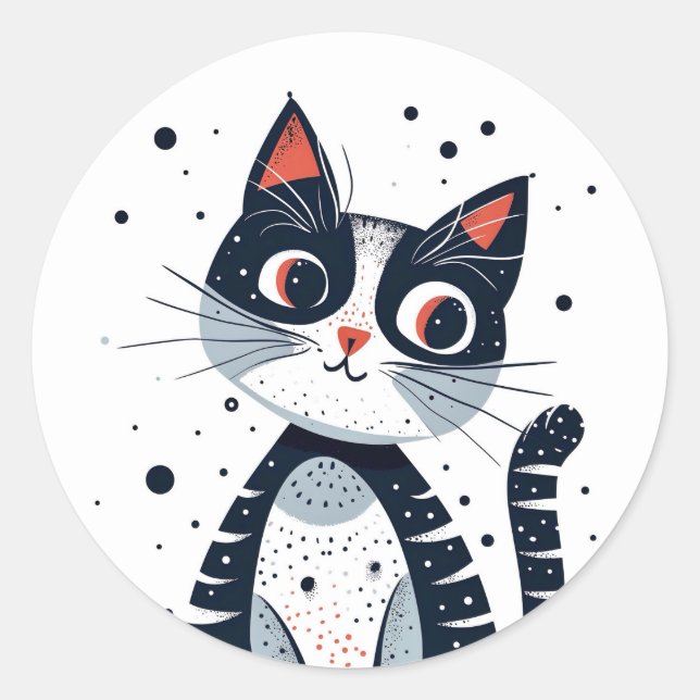 Niedlich Kitty Cat Baby Dusche Runder Aufkleber (Vorderseite)