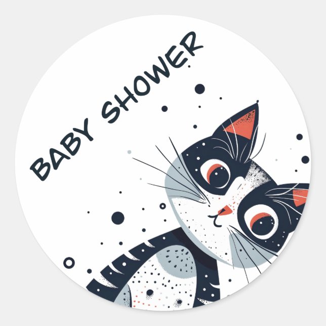Niedlich Kitty Cat Baby Dusche Runder Aufkleber (Vorderseite)