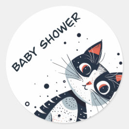 Niedlich Kitty Cat Baby Dusche Runder Aufkleber