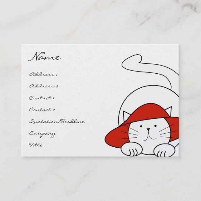 Niedlich Kitty Cat Business Cards Red Hat Visitenkarte (Vorderseite)